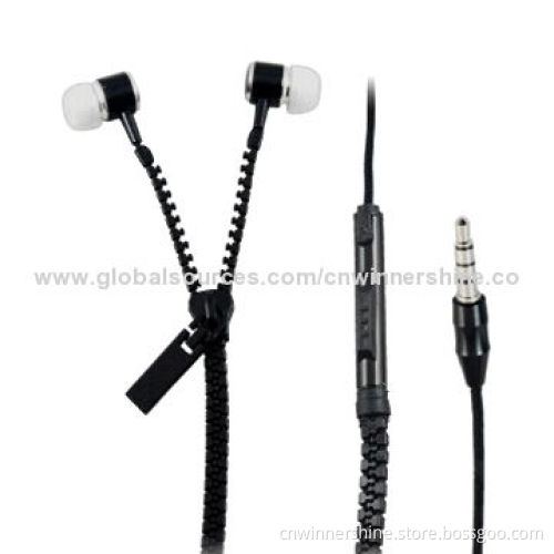 Factory Own Mould Zip Earphones with Microhone and Volume Control